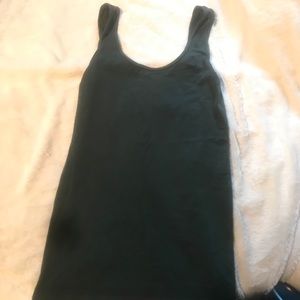 Dark green bamboo long tank top, short dress.